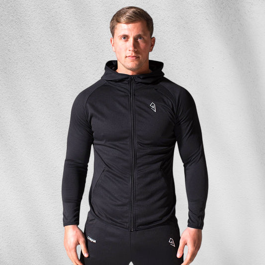 Mens Black Fine-fit Hoodie